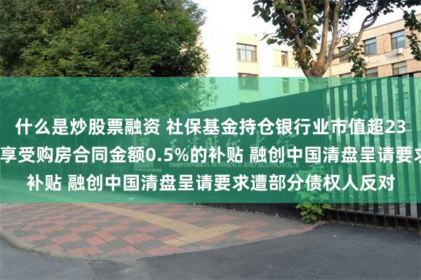 什么是炒股票融资 社保基金持仓银行业市值超2300亿元 苏州买房可享受购房合同金额0.5%的补贴 融创中国清盘呈请要求遭部分债权人反对