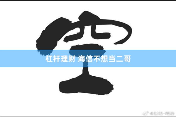 杠杆理财 海信不想当二哥